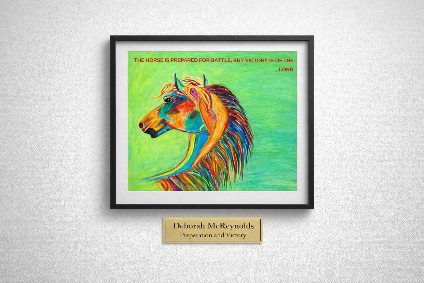 Colorful Abstract Pop Art Horse With Green Background-Preparation and Victory Proverbs 21:31