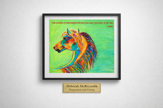 Colorful Abstract Pop Art Horse With Green Background-Preparation and Victory Proverbs 21:31