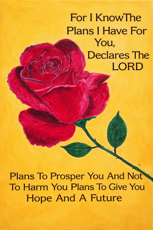 Red Rose with Yellow Background-I Know The Plans I Have For You Jeremiah 29:11