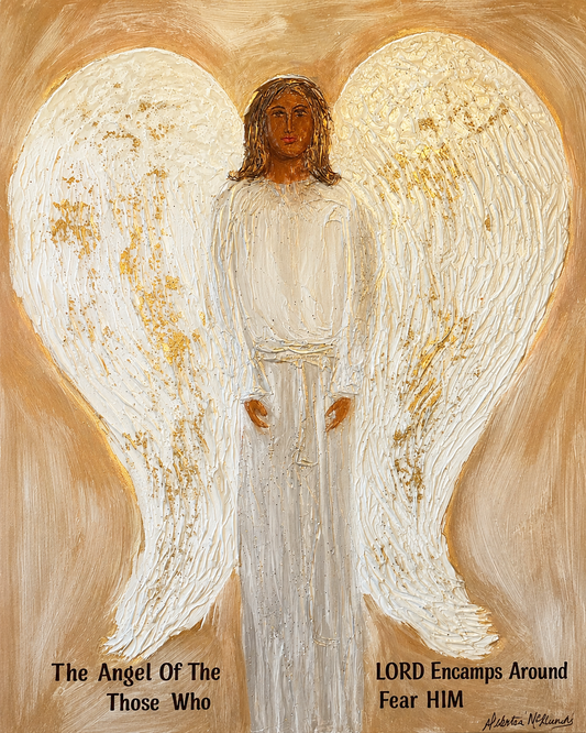 Gold Angel with Silver Wings — Mixed Media Original Art