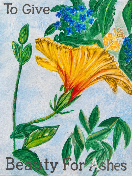 Hawaiian Blue and Yellow Flower-Beauty For Ashes Isaiah 61:3