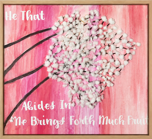 Abstract Mixed Media Pink Background Cherry Blossom Abide In Christ John 15:5