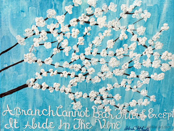 Abstract Cherry Blossoms With Blue Background Abide in Christ John 15:4