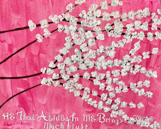 Abstract Pink Background Cherry Blossoms-Abide in Christ John 15:5